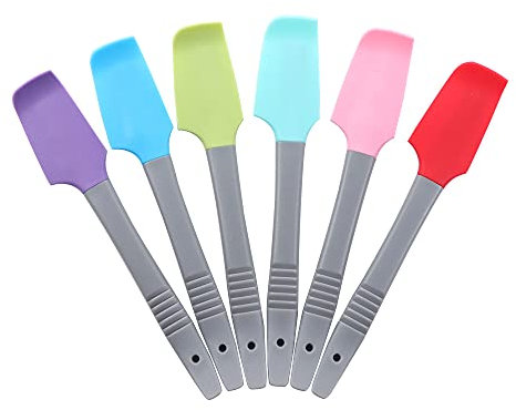 Leadigol 6PCS Silicone Mini Spatula, Curved Spatula, Kitchen Scraper Spatula,Heat Resistant Non-Stick Flexible Scrapers, Silicone Cream Butter Cake Spatula