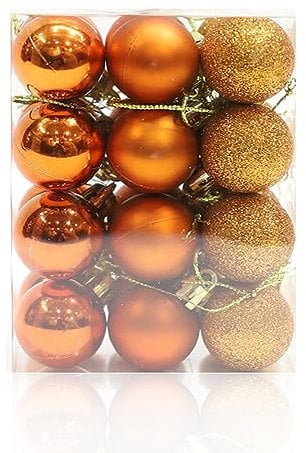 24 Pieces 30 mm Christmas Balls Decoration Shatterproof Christmas Tree Baubles Mini Christmas Hanging Ball for Christmas Tree Holiday Wedding Party Decoration, Orange
