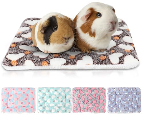 Sbayool 5 Stück Meerschweinchen Fleecedecken, Kralle oder Herzform Muster Kleintier-Plüschbett, warme Flauschige Welpendecke für Kätzchen, Kaninchen, Chinchillas, Frettchen, Hamster 32×25cm