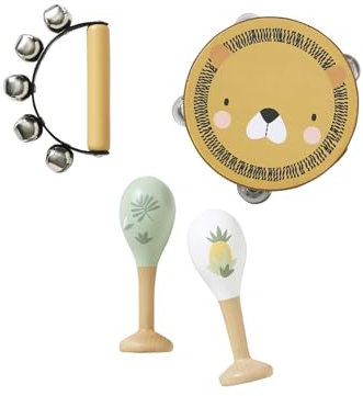 VERTBAUDET Set mit 3 Instrumenten: Maracas, Tamburin, Tansania-Glöckchen, TU