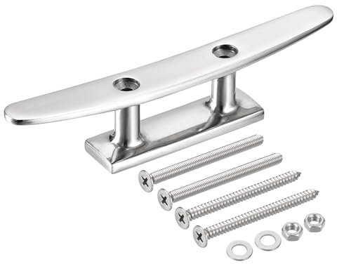 Uxcell 8 Inch Boat Cleat, 1 Pcs 316 Stainless Steel Dock Cleat for Kayak, Yachts, Fishing Boats, Includes Installation Screws