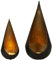Modernes Windlicht aus Metall im 2er Set schwarz und innen Gold Höhe 22 cm und 32 cm Durchmesser 10 und 15 cm