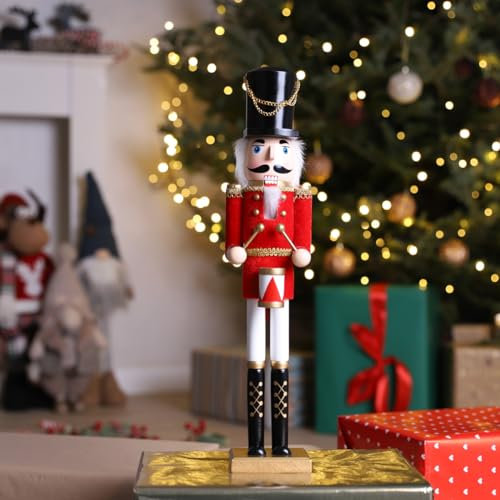HOMLA Figur Weihnachtsdeko Zierfiguren Nutcracker Nussknacker mit Trommel 50 cm