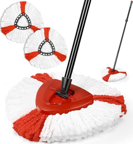 Microfiber Spin Mop Replacement Mop for Floor Cleaning - Floor Mop Compatible with O-Cedar Spin Mop, Spin Combo Set Include 2 Pack Mop Refills, Base and Retractable Mop Head