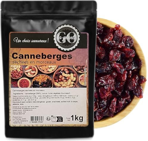 Cranberries séchées en morceaux 1000 g - LA PLANTIGO