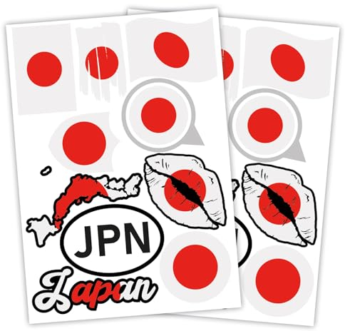 Finest Folia 2er Set DIN A4 Länderaufkleber Fahne Aufkleber Länderfahne Flagge für Auto Motorrad Sticker Länderflagge selbstklebend wetterfest R217 (28 Japan)