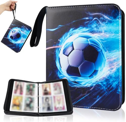 Álbum de tarjetas coleccionables, 50 páginas, álbum de recortes, tarjetas de fútbol, 400 tarjetas de fútbol, álbum de colección para diferentes tarjetas de tamaño estándar, tarjetas de fútbol, póquer,