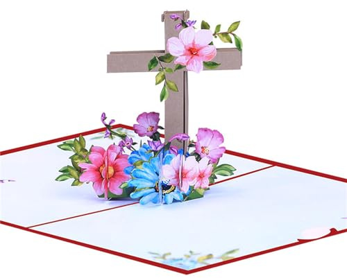 YIGZYCN Oster-Popup-Karten 3D-Oster-Grußkarte religiöse Kreuze Osterkarte Popup-Grußkarten mit Umschlag für Damen und Herren, 3D-Popup-Grußkarte
