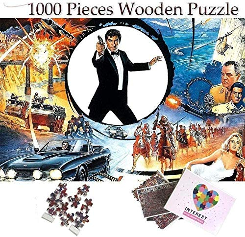 IGHSNZUH Puzzles for Adults 1000 Piece-1000 Pieces of Wooden Puzzle - James Bond Puzzles Famous Movies Jigsaw Puzzle 1000 Pieces for Adults Kids Puzzle Toys Home Decoration-70X50Cm
