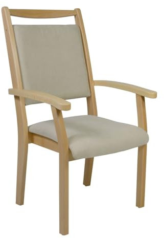 Devita Stuhl für Senioren Kerry mit Rückengriff Verschiedene Sitzhöhen Holzfarbe: Buche hell - Dekor: DB14 Microfaser Sand - Sitzhöhe: 43 cm