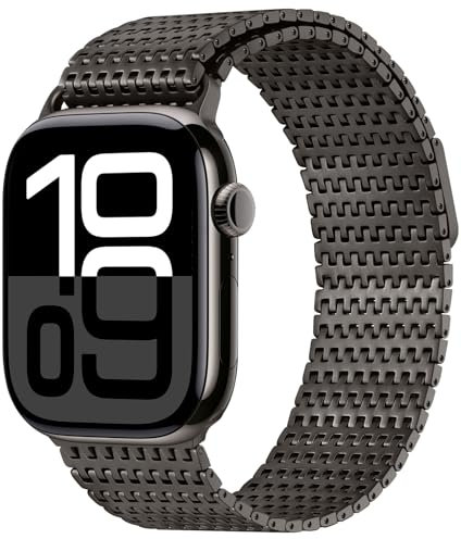 Anlinser Compatibile con Cinturino Apple Watch 46mm 45mm 44mm 42mm, Cinturini di Ricambio Metallo con Chiusura Magnetica Compatibile con Apple Watch Series 10 9 8 7 6 5 4 3 SE, Grafite