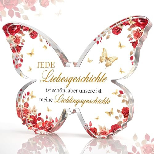 CheriGift Jahrestag Geschenk für Sie, Ich Liebe Dich, Schmetterling Acryl Dekoration, Hochzeitstag Geschenke für Frauen, Geschenke Jahrestag für Ihn Liebes Partner Mann Ehefrau