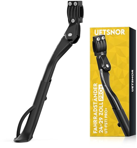 UETSNOR Fahrradständer 24-29 Zoll, Universal Höhenverstellbar Fahrradständer Pro+, Stabiler Rutschfester Seitenständer, Maximale Last 42kg, Fahrradständer für Mountainbike, E-Bike, Citybikes, Rennrad