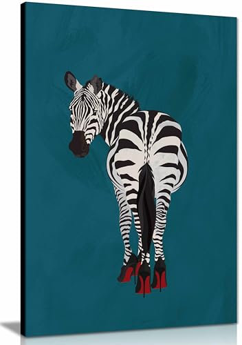 Zebra Heels Framed Canvas Print, Pictures for Home Walls, Bedroom, Living Room & Bathroom Decor 61x41cm (24x16in)