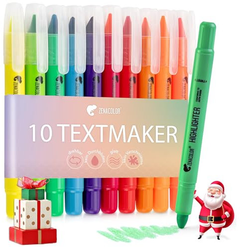 Zenacolor 10 Bibelmarker Stifte - Set mit 10 Bibel Highlighter - Kräftige Farben - Für Schule und Bibelstudium