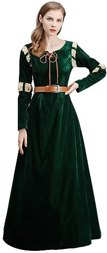 Rrongwn Halloween Kleid Damen Gothic Retro Kleid Frauen Gothic Retro Langarm Partykleid Renaissance Abendkleid Lange Cocktailkleid Große Größen Mittelalter Kleidung Halloween Kostüm