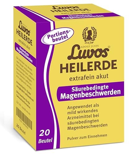 Luvos Heilerde extrafein akut - mild wirkendes Arzneimittel bei säurebedingten Magenbeschwerden. Lindert Völlegefühl, Übelkeit und Magenschmerzen, befreit von Magendruck, 20 Beutel à 6,5 g