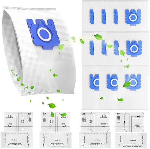 12 Pack for Miele Vacuum Cleaner Bags,for Miele Classic C1, Complete C1 C2 C3, S227 S240, S270, S400, S400i, S600, S800, S2, S5, S8, Series w/8 Filters