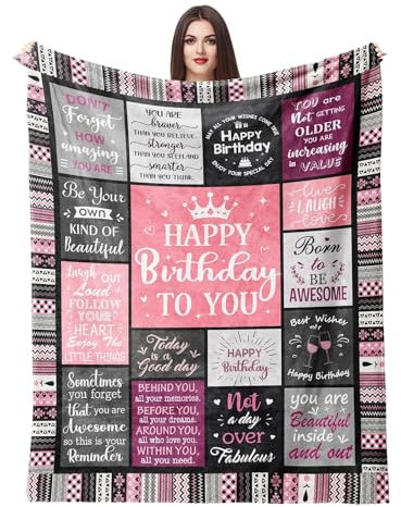 Naapesi Coperta di Compleanno Decorativa, Coperta Regalo Amica Compleanno, Regali di Compleanno Coperte per Donne o Ragazze, Coperta da Lanciamento per Amiche, Soffice Coperta in Pile 150 x 130 cm