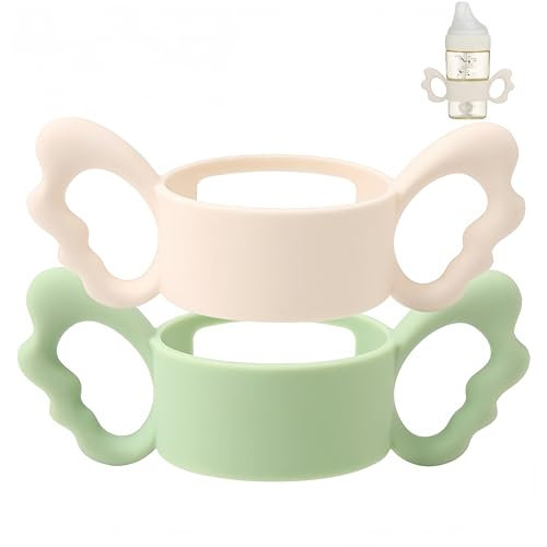 Zhenghebuy Baby Bottle Handle,2Pcs Bottle Silicone Handle,Square Bottle Handle,Baby Bottle Grip,Wide-Neck Baby Bottle Holder for Baby Self Feeding
