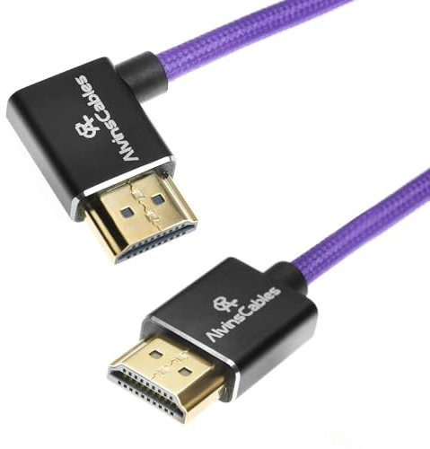 Alvin's Cables Câble HDMI 2.1 8K pour moniteur Atomos Ninja V pour Sony FS5 FS7, BMPCC, pour appareil photo Canon C300 C500, 8K@60Hz 4K@120Hz 48Gbps Câble spirale tressé haute vitesse Violet