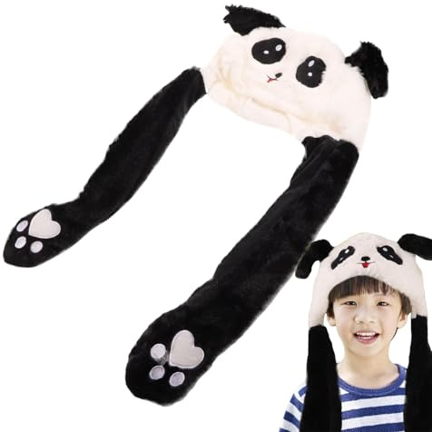 Tewzafiya Panda-Mütze, Panda-Schalmütze | Winter-Tier-Plüschmütze,Leuchtende Winter-Skimütze, warme Plüschtier-Kopfbedeckung mit beweglichen Ohren für Kinder, Mädchen und