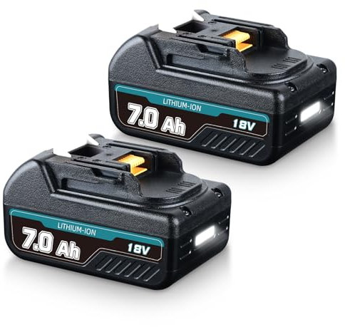 2X 7000mAh BL1860B Ersatz für Makita 18V Akku Kompatibel mit Makita Akku BL1860 BL1850B BL1850 BL1840B BL1830 Li-ion mit LED Leuchten