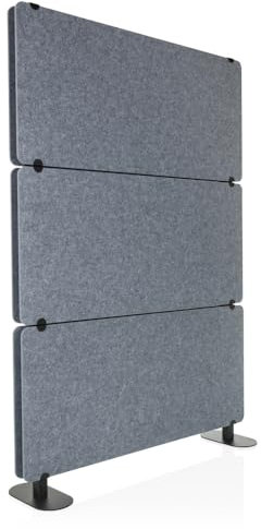 hjh OFFICE Akustiktrennwand FLEXMIUT Extend Trennwand Raumteiler freistehend, Sichtschutz für Büro und Zuhause, Grau