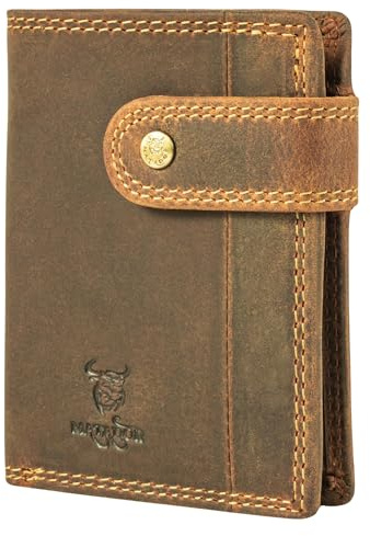 MATADOR Leder Herren Geldbörse Klein mit edler Geschenk Box und TÜV geprüftem RFID & NFC Schutz, Herren Portemonnaie Slim Wallet Brieftasche Leder Hunter Braun
