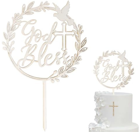 WUSJCOF Tortendeko Konfirmation Cake Topper aus Holz Torte Deko Konfirmation Deko Junge Mädchen Geschenke Gastgeschenke