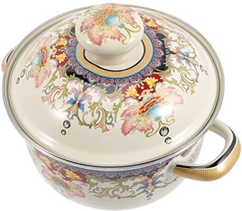 OQHAIR Enamel Enamel Stockpot Double Handle Stew Pot Soup Pot with Lid Braiser Pan with Lid Soup Cooker Sauce Pan Kitchen Cooking Pot Vintage Soup Pot Thicken Enamel Pot Steamer/As Shown/