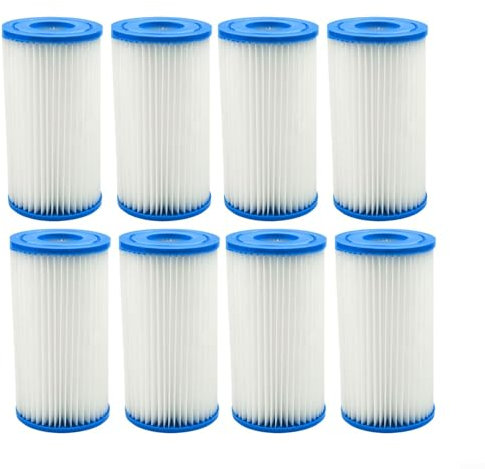 Zeroupshop Cartucho de filtro de bomba de piscina de repuesto para modelos Krystal Clear Pump 28603EG 28637EG 28635EG para filtros de agua Intex tipo A o C (8 piezas)