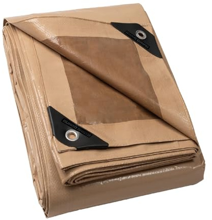 GUARD SHIELD Beige Tarpaulin 4m x 6m Waterproof Tarp with Eyelets UV Resistant Multi-purpose for Outdoor 120g/m²