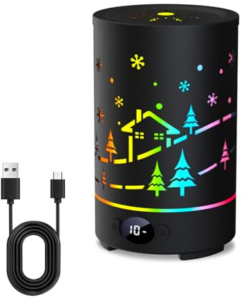 PnxdeobXL Aroma Diffuser Aromatherapie Diffusor 200mL mit RGB-Atmungslicht & IML-Muster, 4 Intelligenten Mist-Modi + Automatischem Trockenschutz, 7 Festfarben für Zuhause Schlafen Yoga