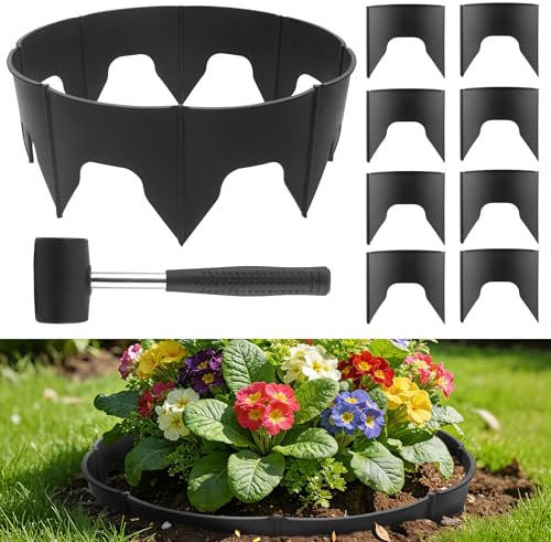 Anothera 60 Stück Pflanzen-Wachstumsringe, Durchmesserbereich 21,6 - 40 cm, ineinandergreifende Gartenpflanzenringe, geeignet für verschiedene Pflanzengrößen, schwarze Gartenringe fördern das