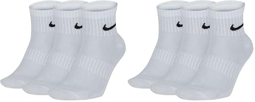 NIKE SX7677-100 Everyday Lightweight Socks Unisex WHITE/BLACK Size S (Pack of 2)