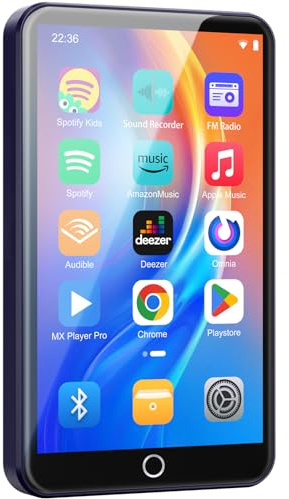 Lettore MP3 da 80 GB con WiFi Bluetooth - Touchscreen IPS da 4 pollici, lettore musicale per bambini, lettore MP4 Android con applicazioni di musica in streaming Spotify, Audible, Play Store