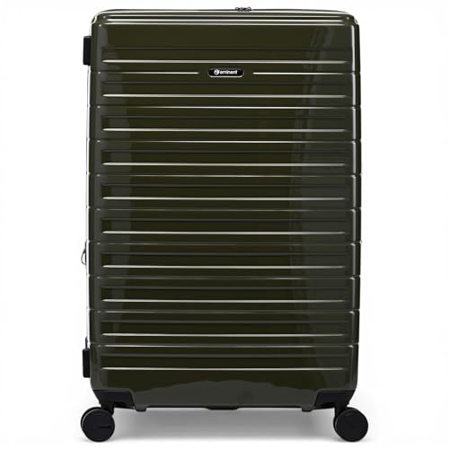 Eminent Voyager Koffer Groß XL leicht, Hartschalenkoffer Trolley | Reisekoffer groß XXL, 4,4 kg leicht, 112L, 158 cm für 23 kg, erweiterbar 77x51x30 auf 34, TSA Schloss, 4 Rollen, Dunkelgrün