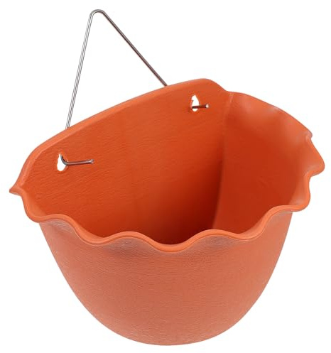 MAGICLULU Pot de Fleurs Suspendu Vintage Grand Format Couleur Terre Cuite Crochet en V, Jardinière Murale pour Succulentes et Jardinage Extérieur, Panier Décoratif Résistant et Naturel