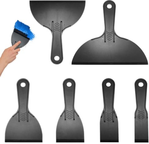 6 Pcs Plastic Scraper Tool, Black Wall Filler Tool, Flexible Plastic Scrapers, Filler Spreader Set, Paint Putty Scrapers Tools for Spackling Patching Decals Wallpaper Remover Sticker