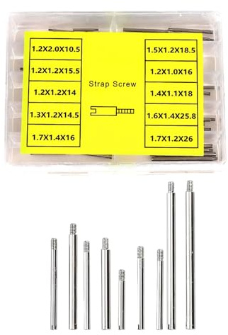 50 Pcs Watch Strap Screws,Durable Metal Watch Strap Pins Repair Kit 10 Size | Watchband Link Pin Screw Assortment,for Watchmaker and Home Repair Tools with Divider Storage Box,Functional Accessories