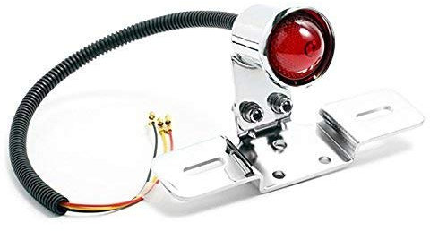 Motorrad 12V Universal LED Rücklicht Klassik Metall Chrom mit Kennzeichenhalter