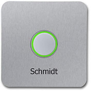 Türklingel Edelstahl KT21 Klingeltaster beleuchtet inkl. Namensbeschriftung Ecken abgerundet (LED grün)