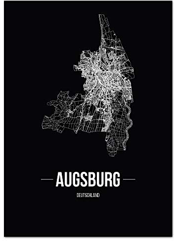 JUNIWORDS Stadtposter - Wähle Deine Stadt - Augsburg - 21 x 30 cm Poster - Schrift B - Schwarz