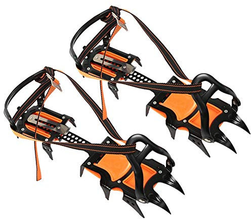 Snow Ice Cleats, 1 Paar Outdoor 12-Zahn-Spring Claw Steigeisen Stiefel rutschfeste Ski-Eisschuhe Cover Zubehör, bieten Gute Traktion auf EIS und Schnee