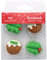 Culpitt Holly & Christmas Pudding Sugar Decorations, Edible Royal Icing Decorations, Multi-Coloured Green Festive Cake and Cupcake Toppers, Pack of 12
