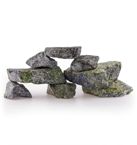 TM Aquatix Fish Tank Stones Rocks for Aquarium - Natural Decoration - Improves Water Parameters - Perfect for Caves Shelters (25kg, Green Angel)