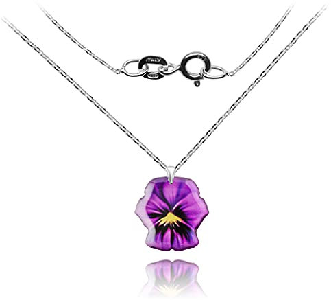 Handmade Delicate Flower Butterfly Pendant with Adjustable Chain Jewellery (Style 17 - Violet Silver)