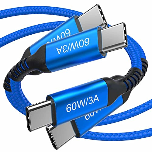 USB C auf USB C Kabel [3M 2Stück ], 60W/3A Typ C PD Ladekabel Schnellladekabel für Samsung Galaxy S22 S21, Note 20, MacBook Pro, iPad Air 4, iPad Mini 6, Xiaomi,Google,Huawei MateBook, PS5,OPPO,Blau