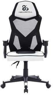 NEWSKILL Eros Silla Gaming ergonómica con Respaldo de Malla, Asiento Acolchado y Base metálica - Color Blanco